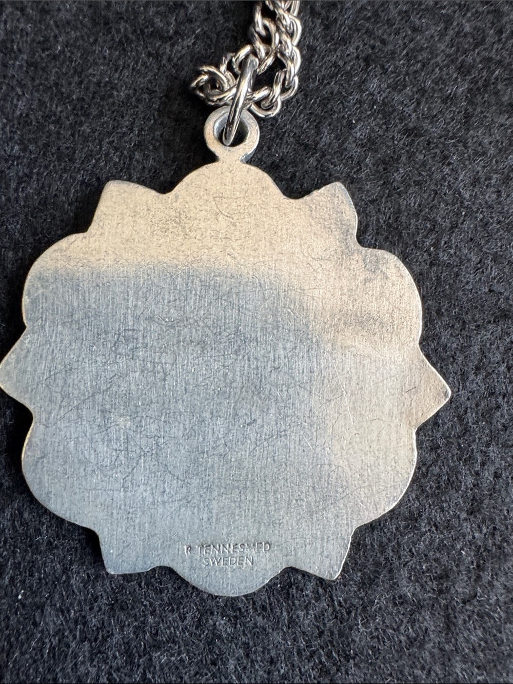 VTG R. Tennesmed Sweden Pewter Snowflake Pendant Necklace Mid Century Modern - Picture 4 of 8